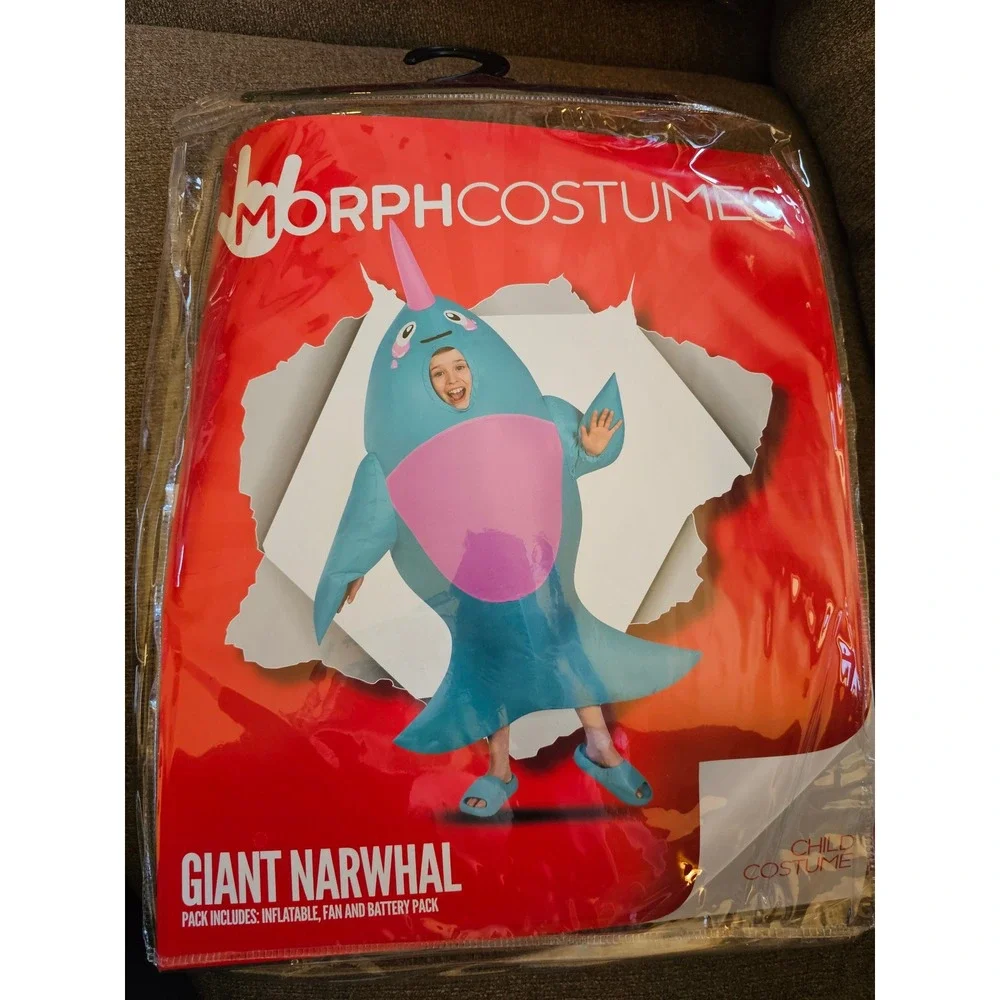MorphCostumes Kids Giant‎ Narwhal Inflatable Costume One Size Dress Up Fish NEW
